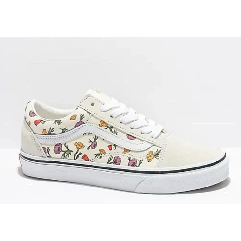 VANS Old Skool Poppy Floral Cream Sneakers Women's 9.5‎ Men's 8 New With Tags